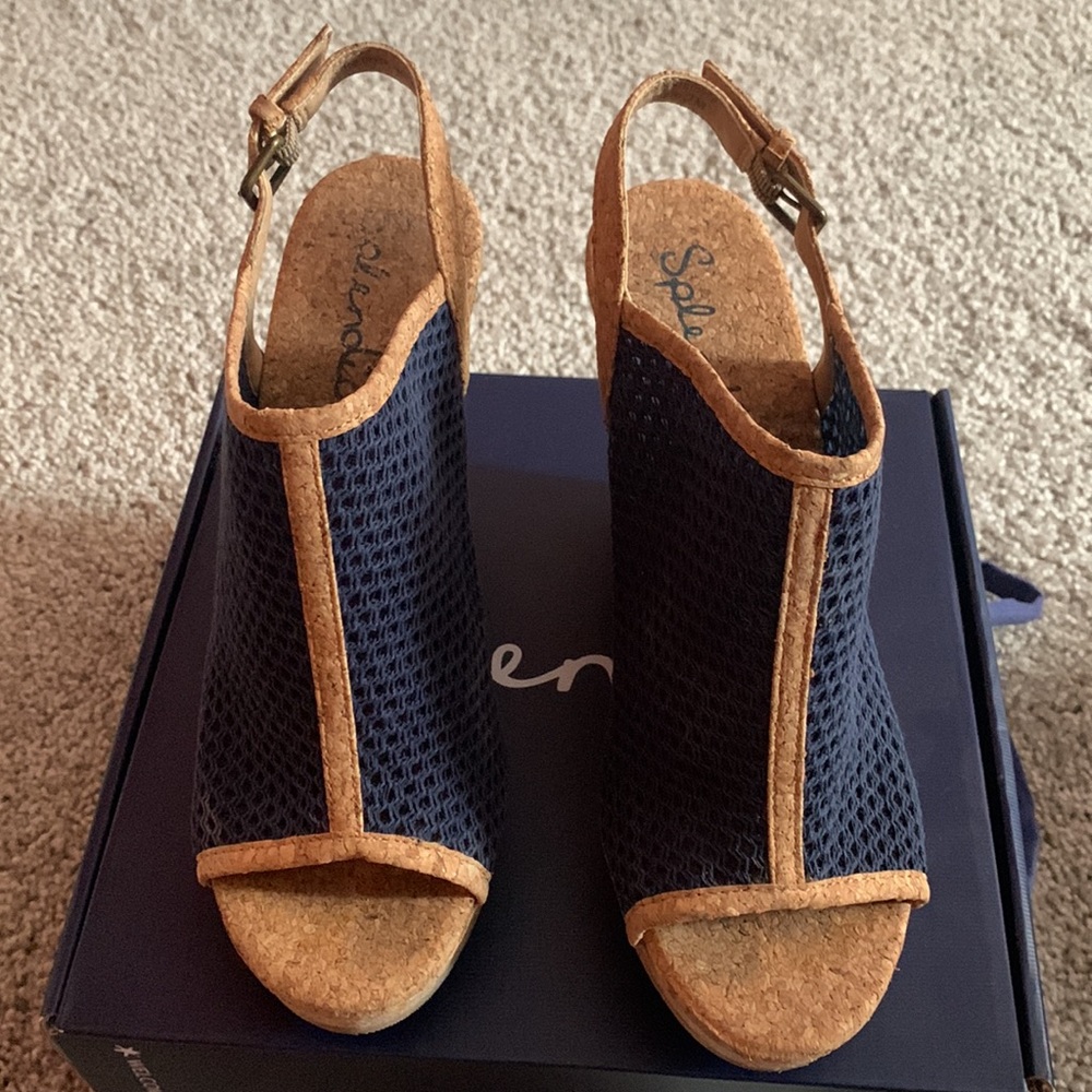 Splendid wedges lightly worn in box. Mesh top, cork bottom size 7